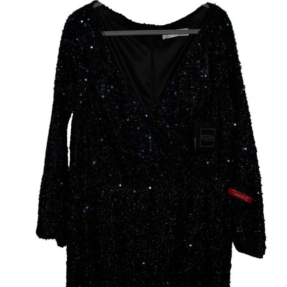 Mac Duggal 26445 Long Sleeve Sequin Midnight Gown sz 18 - Picture 5 of 15